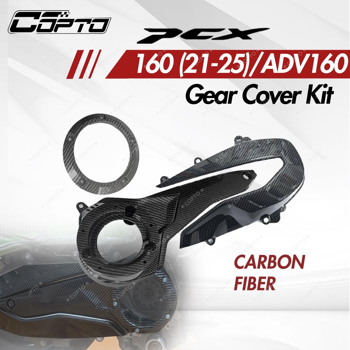 Motorcycle Gear Tidy - Kohlefaser-Kupplungsdeckel Getriebegehäuse-Abdeckungs-Set für PCX160 ADV160 2021-2025,