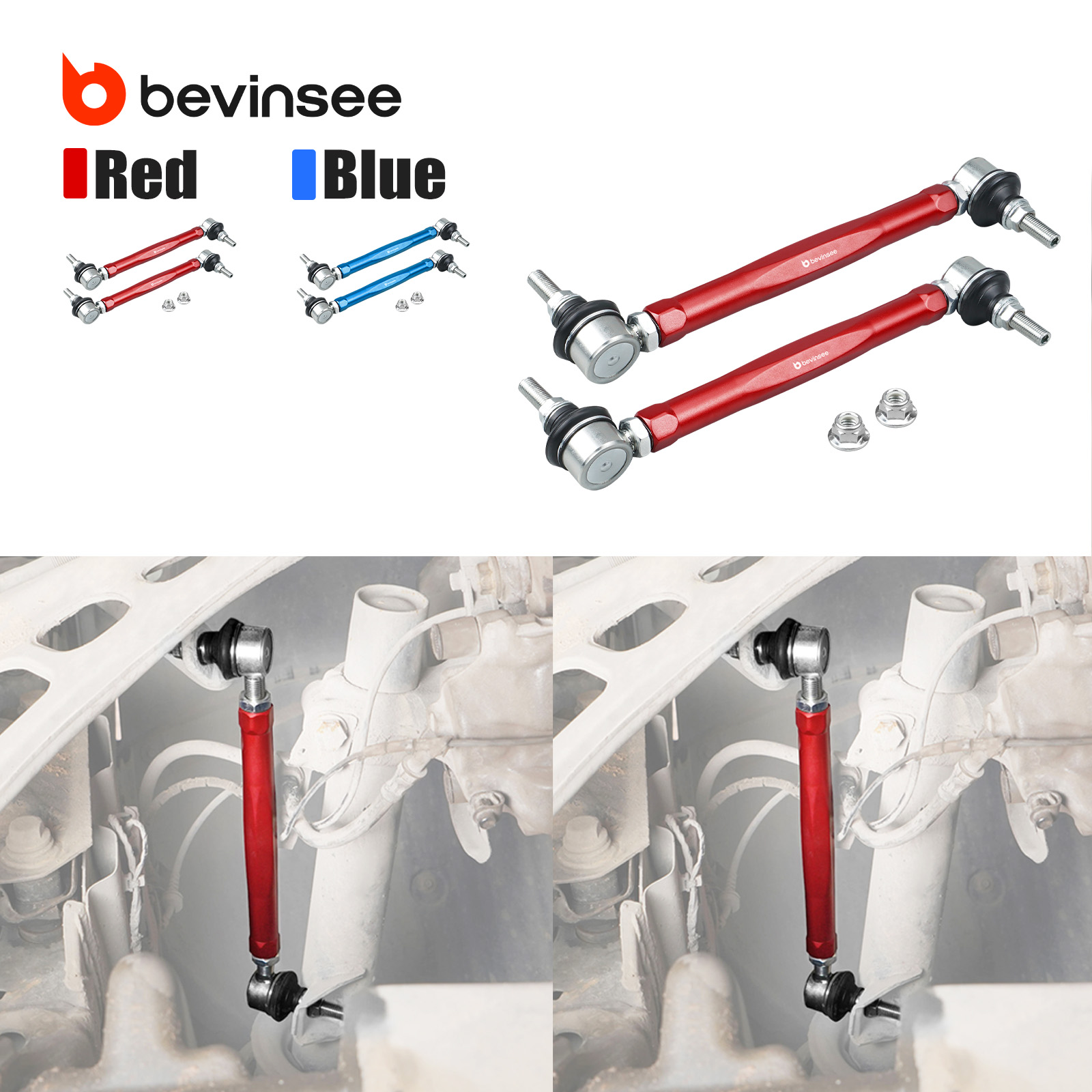 Motorcycle Gear Near Me - BEVINSEE Einstellbare Stabilisator-Verbindungsstangen für die Vorderachse,